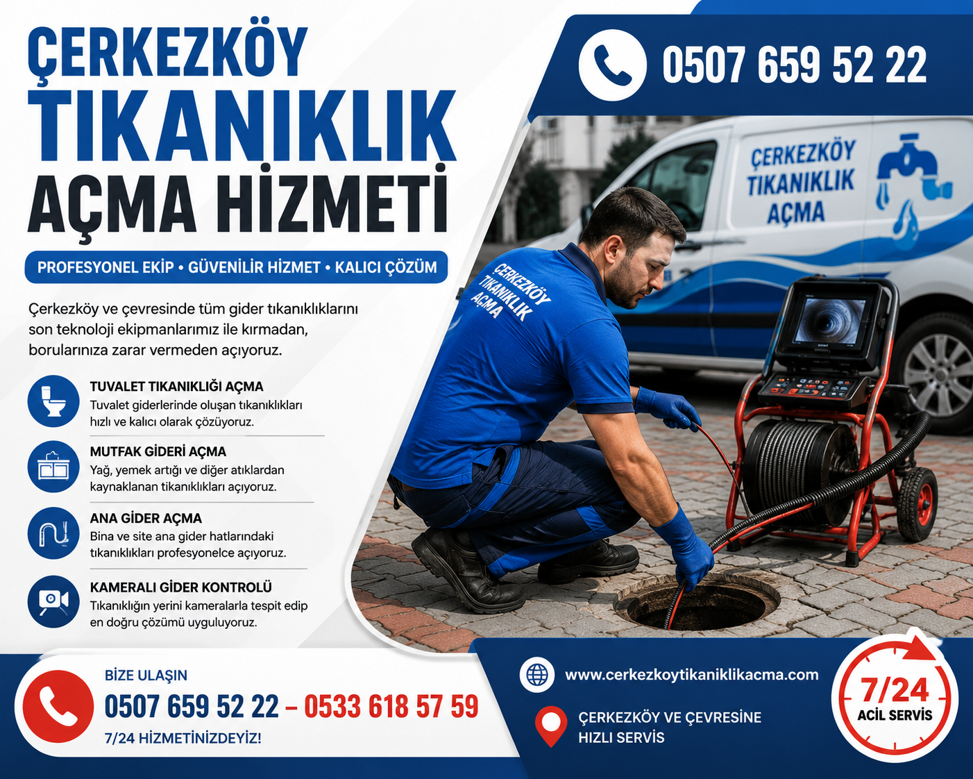 Çerkezköy Tıkanıklık Açma Hizmeti – 0507 659 52 22
